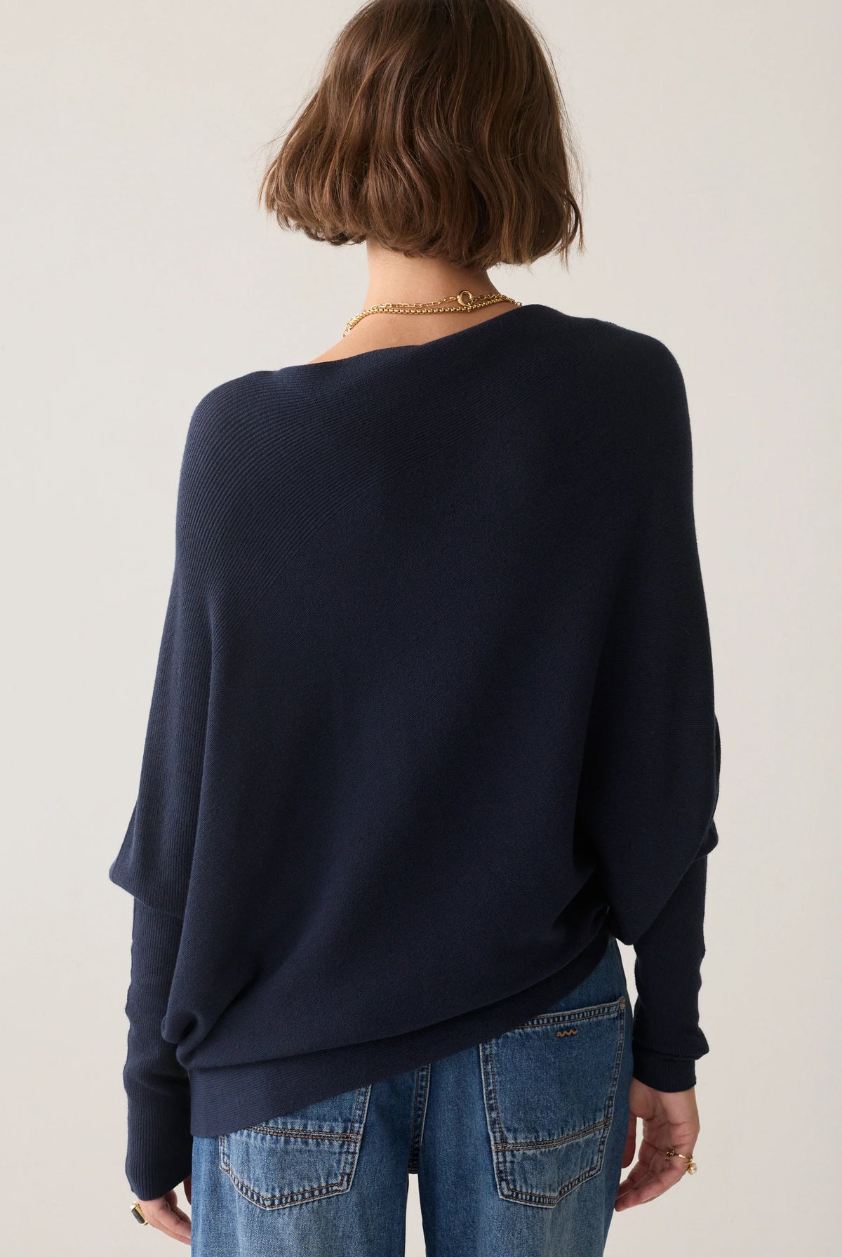 Summum navy asymmetric jumper – back model view