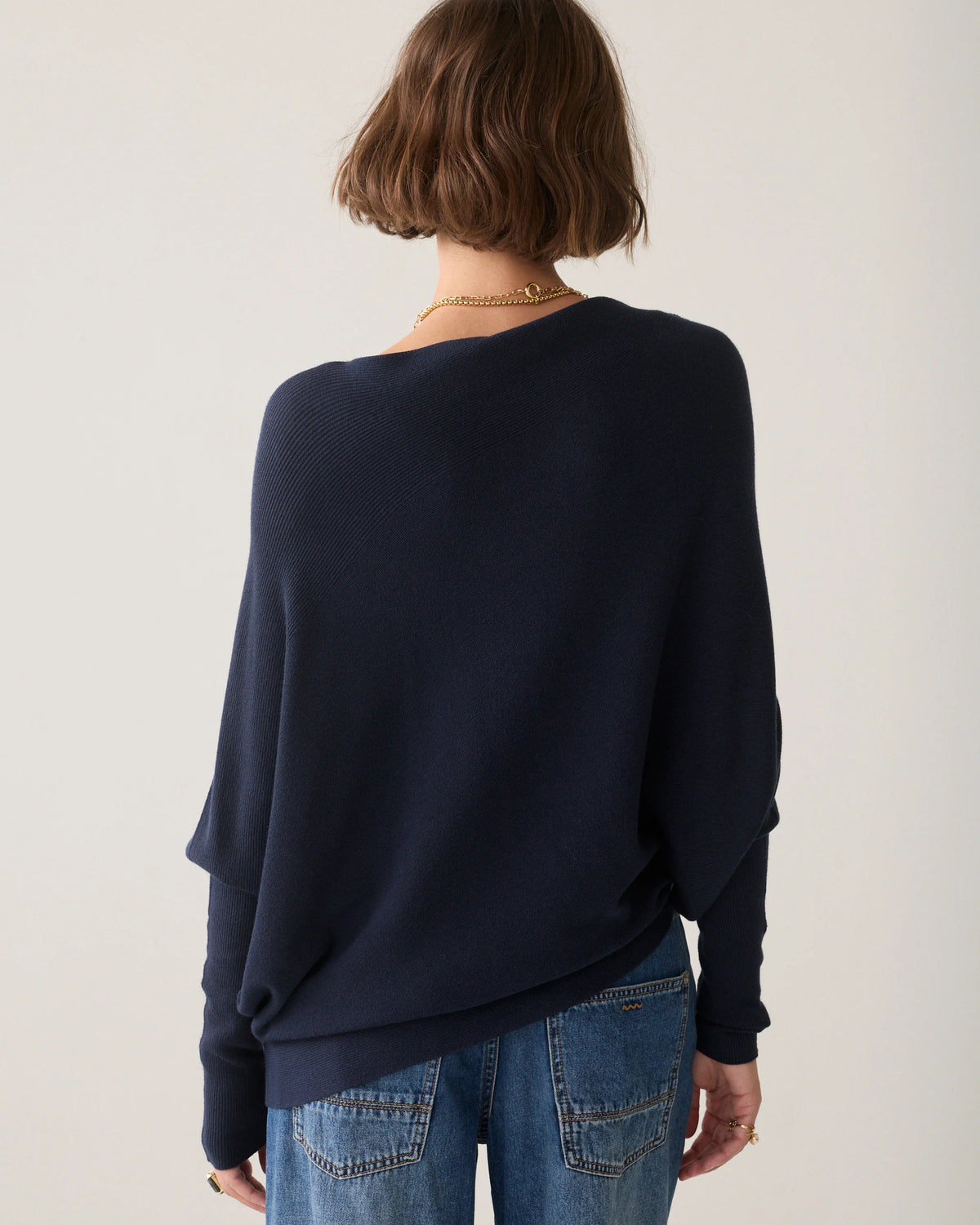 Summum navy asymmetric jumper – back model view