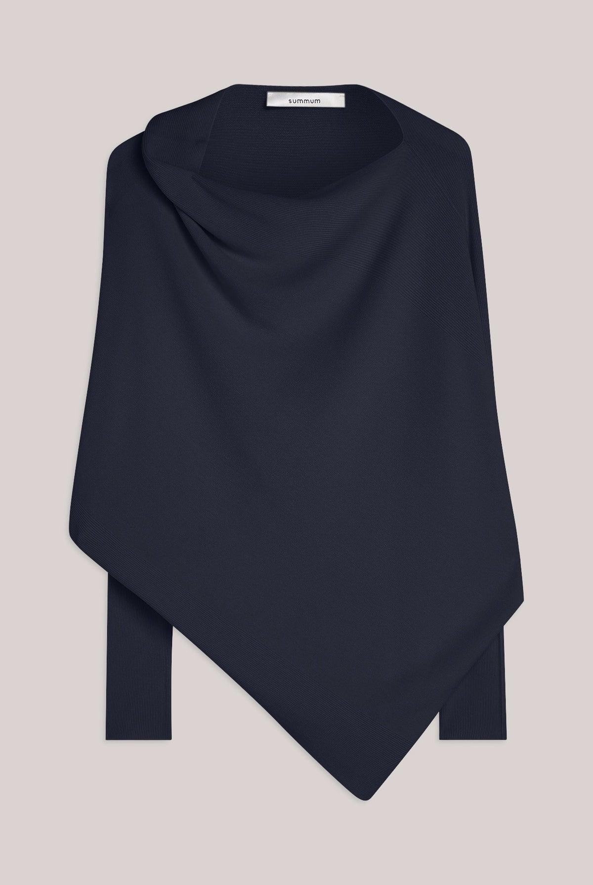 Summum navy asymmetric boat neck jumper – product-only front view