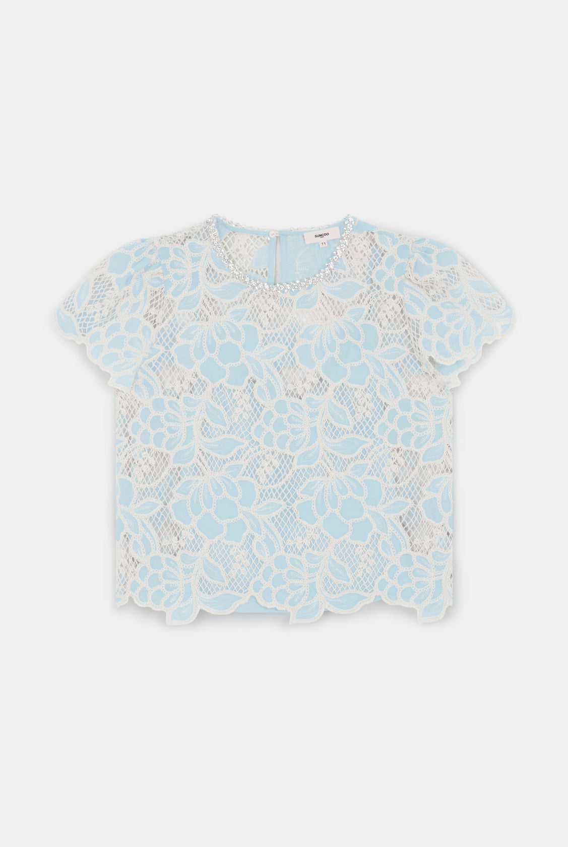 Suncoo Lexy blue beige lace top product image