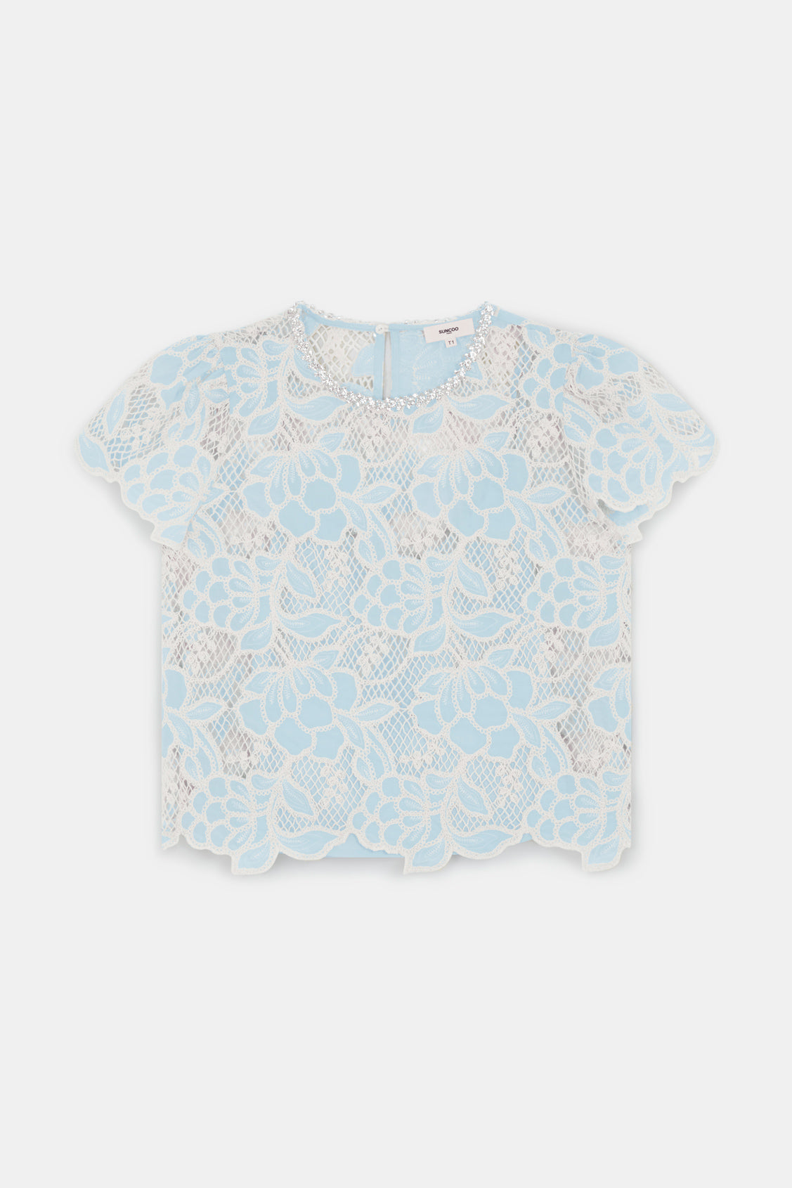 Suncoo Lexy blue beige lace top product image