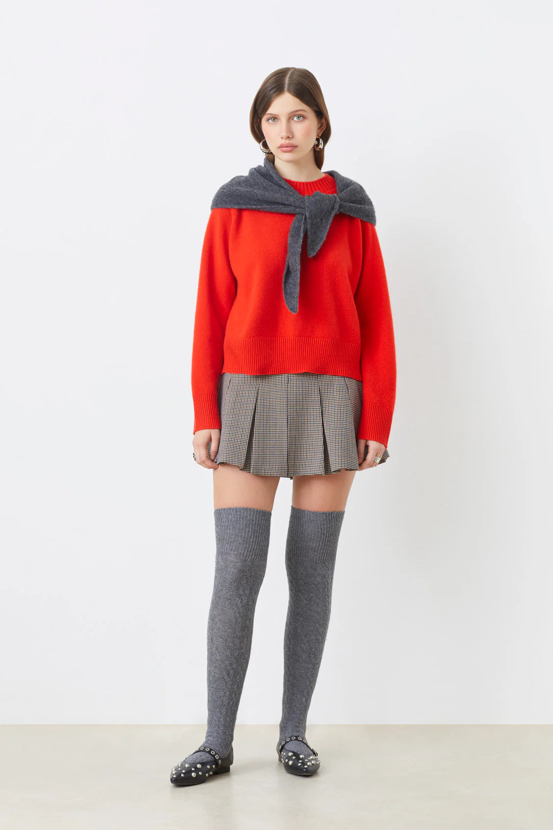 Suncoo Paulvar red knit with ribbed trims – front on