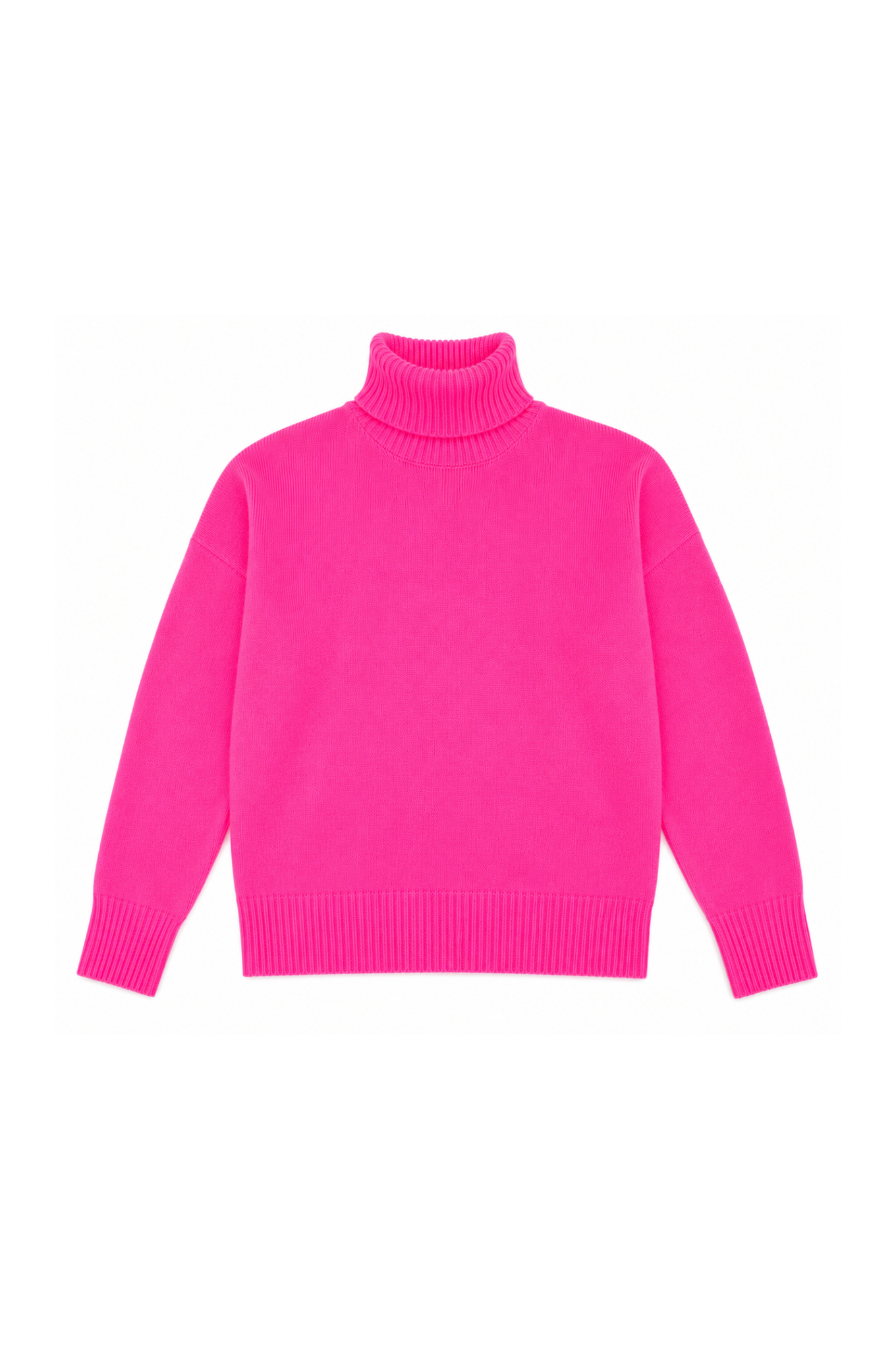 Twins Greeley neon pink soft knit turtle neck jumper product view