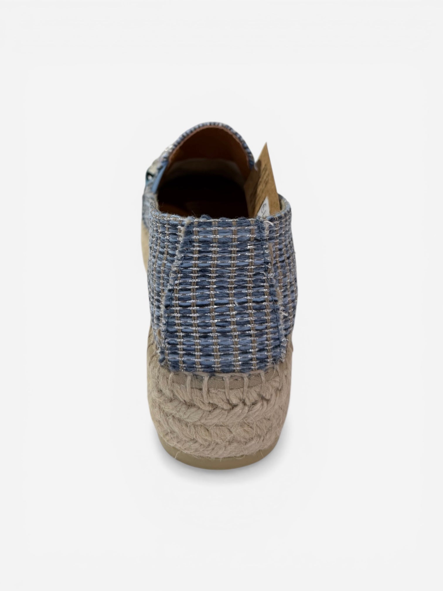 Viguera blue woven espadrille loafers with jewelled buckle From back