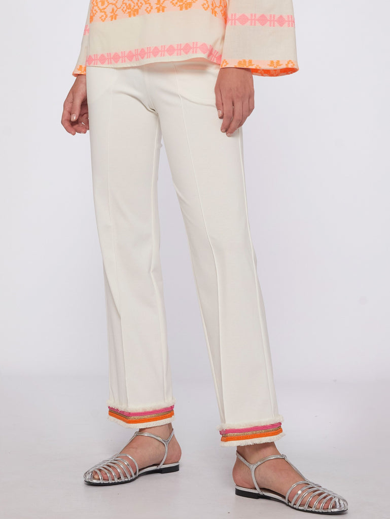 Vilagallo Carole White Trousers With Fluorescent Trim