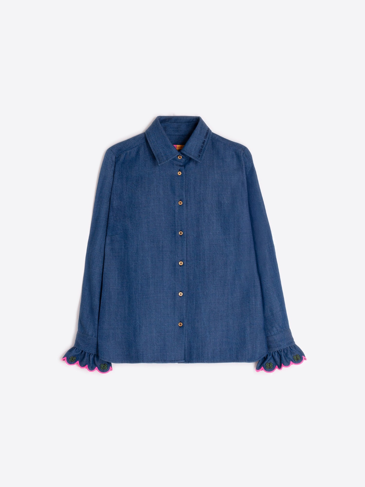 Vilagallo Tencel denim shirt for women with straight cut design