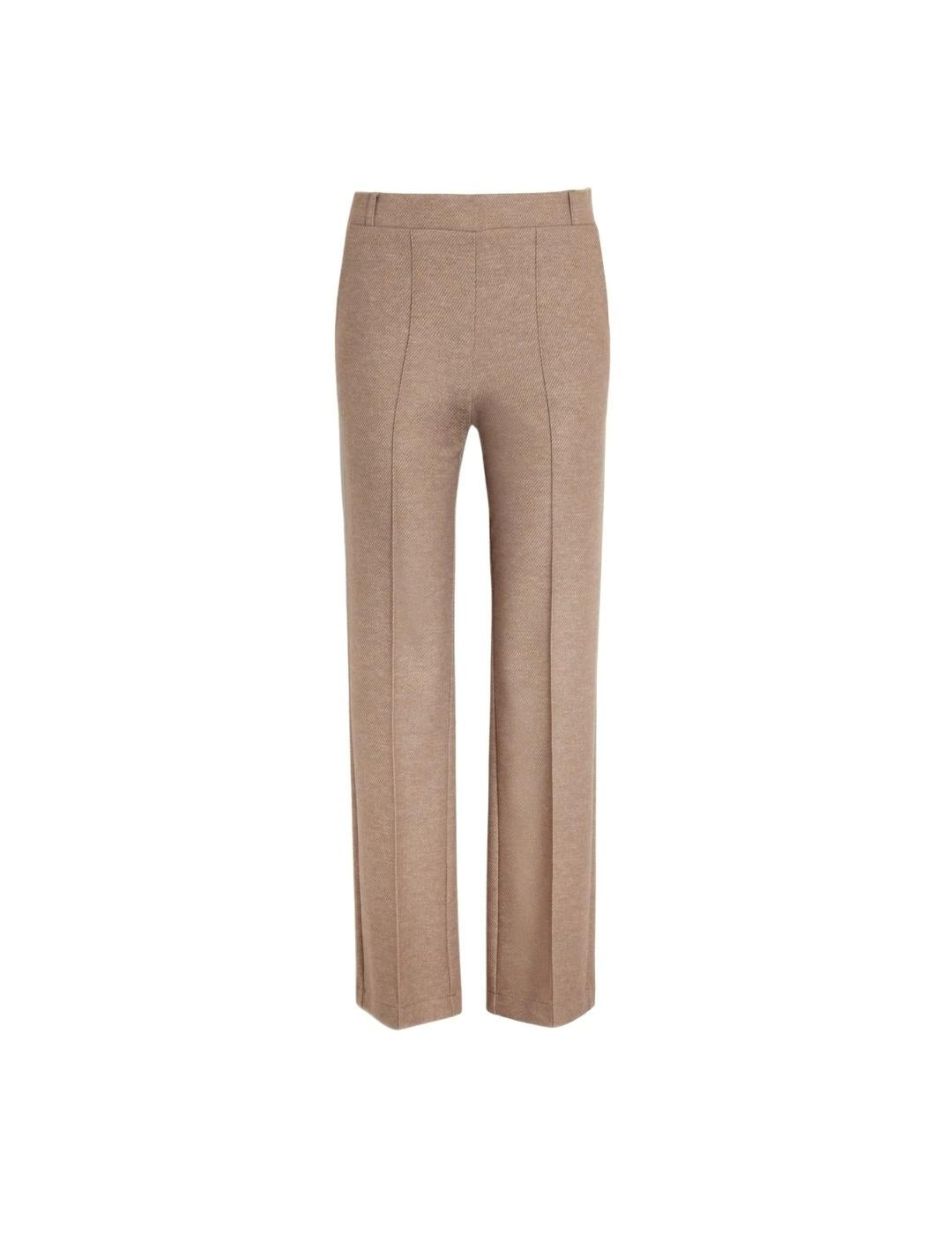 Vilagallo Carla beige knit jersey trousers with straight leg tailored fit