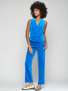 Vilagallo electric blue waistcoat with V-neck and welt pockets