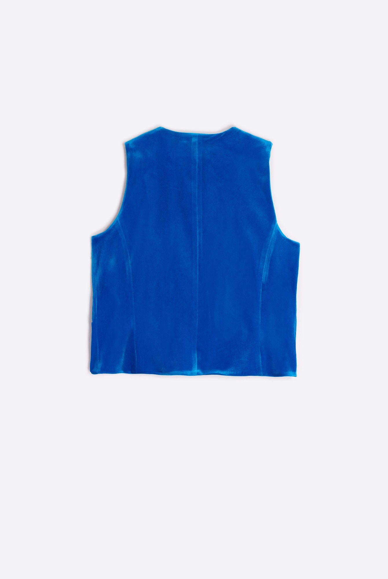 Vilagallo velvet waistcoat – rear panel and hem detail