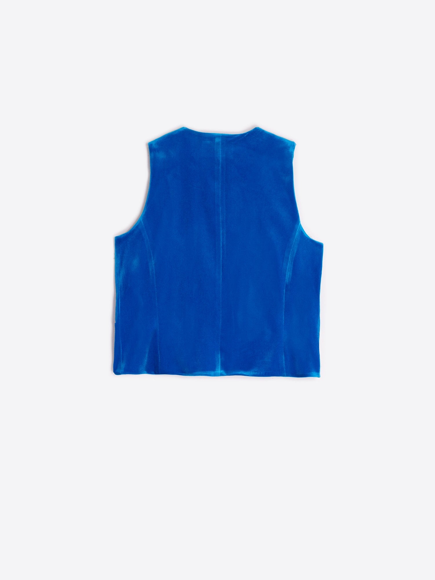 Vilagallo velvet waistcoat – rear panel and hem detail