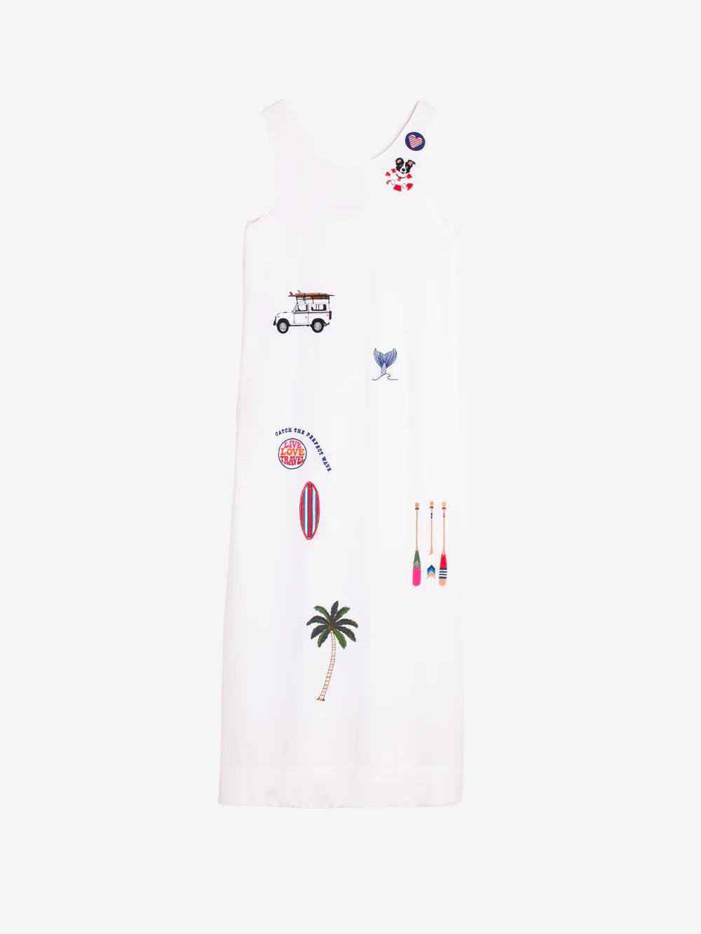 Vilagallo white sleeveless embroidered long dress