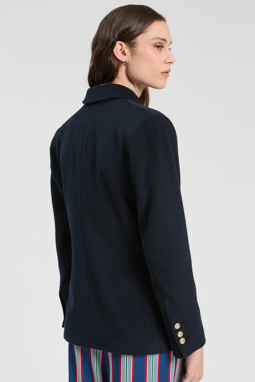 Vilagallo navy tailored blazer back view