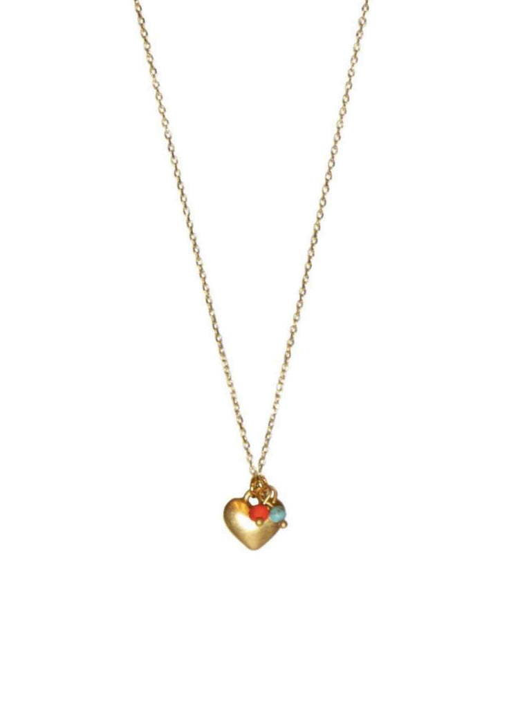 Hultquist Gold Beaded Heart Charm Necklace