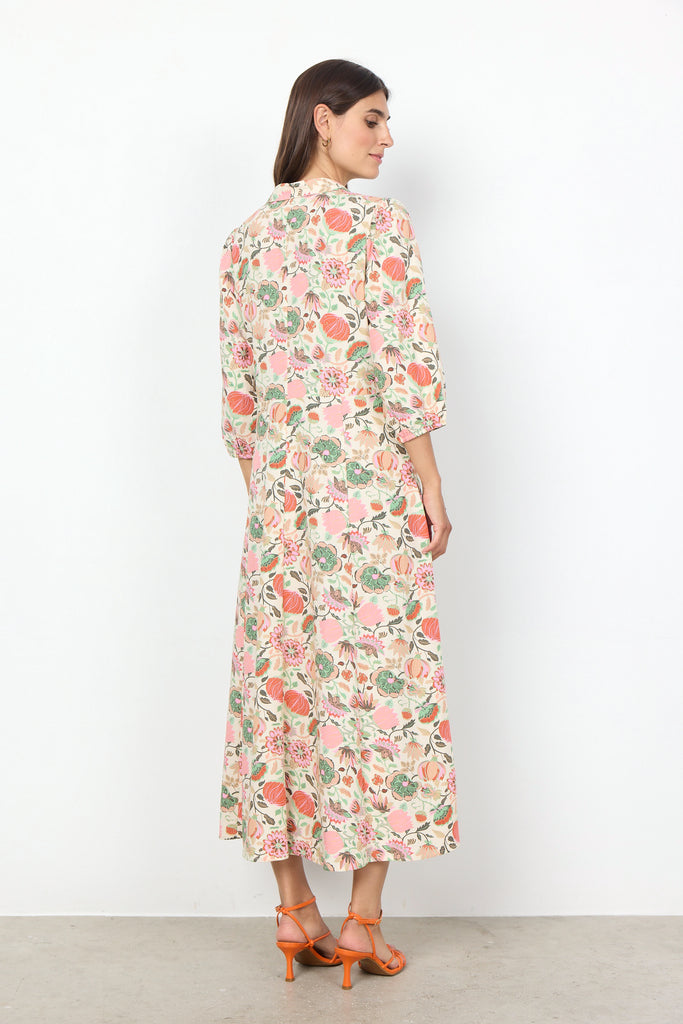 Soya Concept Sammy Pink Floral Print Midi Dress From The Back