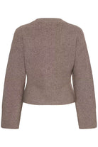 InWear Noomi Kaxy taupe ribbed wool cardigan – product back view