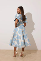 8th Sign Callie Blue Brocade Bow Front Occasion Dress back view