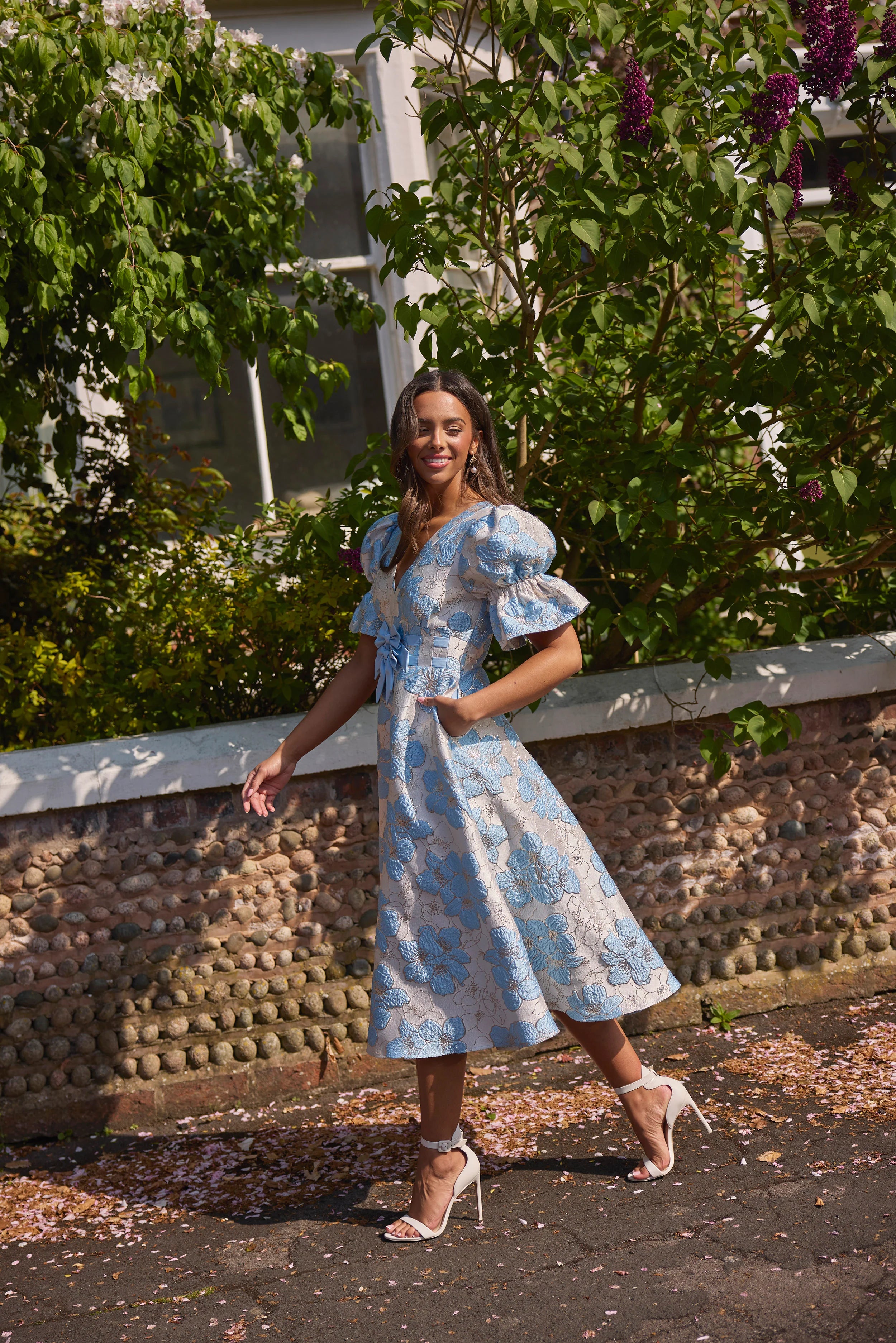 8th Sign Callie Bow Front Occasion Dress full skirt movement