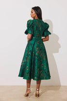 8th Sign Callie emerald green full skirt occasion dress back view