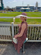     8th Sign Milly brown polka dot race day dress with statement hat