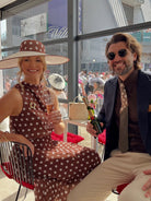     8th Sign Milly brown polka dot pleated midi long ladies day dress