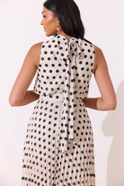 8th Sign Milly Polka Dot Midi Dress close up bow back detail
