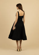 Fee G Amore Black A-line Belted Midi Dress From The Back