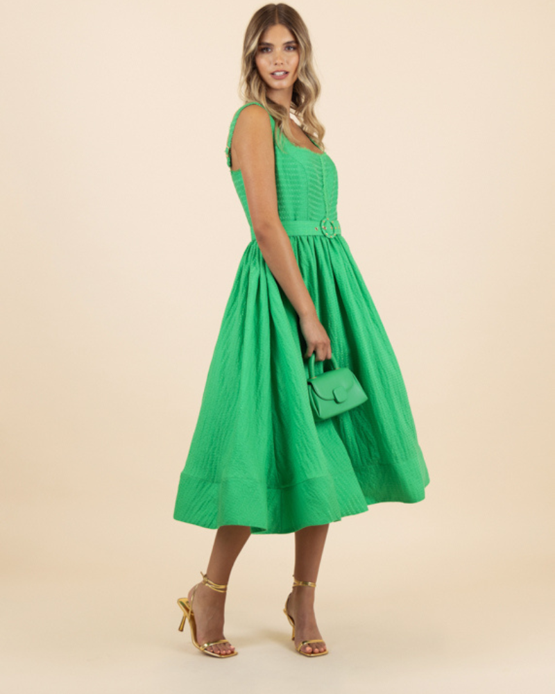 Fee G Amore Green Belted Ocassion Dress