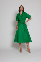 Moskada Green Belted A-line Occasion Dress