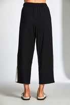 Peruzzi black cropped relaxed trousers elasticated waistband back view