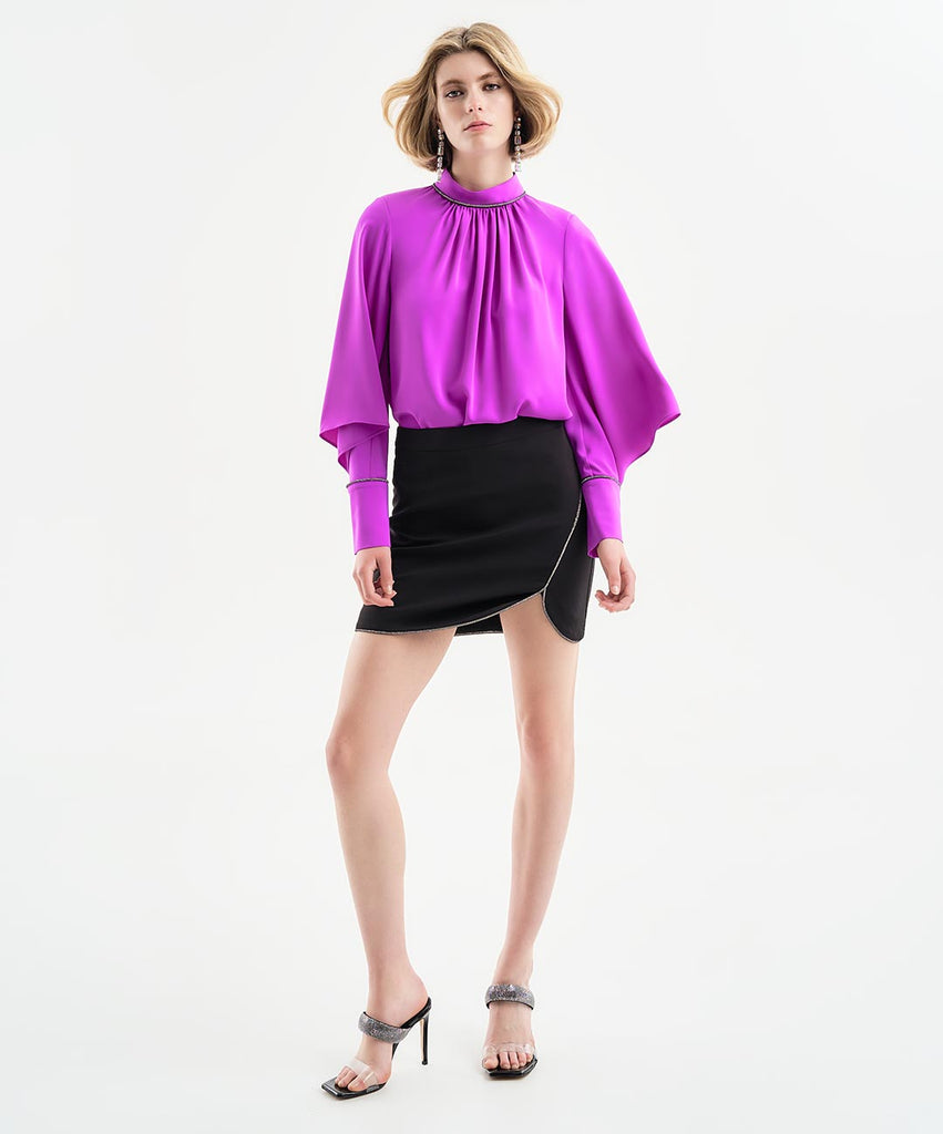 Access Fashion Rhinestone Detail Dolman Sleeve Top In Purple