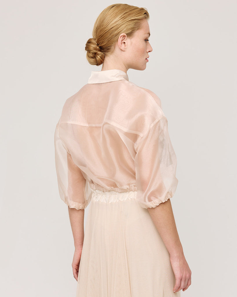 Access Fashion Chiffon Shirt With Embroidered Flowers From Back