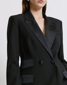 Access Fashion Longline Blazer With Satin Trim - Black