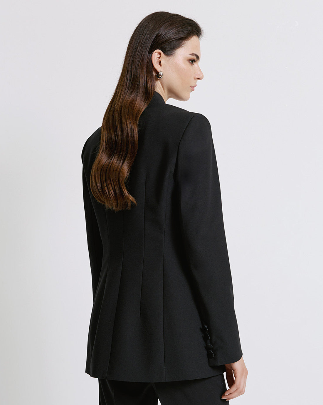 Access Fashion Black Longline Blazer With Satin Trim