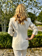 Access Fashion Cream Longline Blazer With Satin Trim