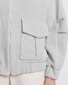 Access Fashion Grey Herringbone Print  Bomber Jacket