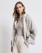 Access Fashion Herringbone Bomber Jacket With Hood