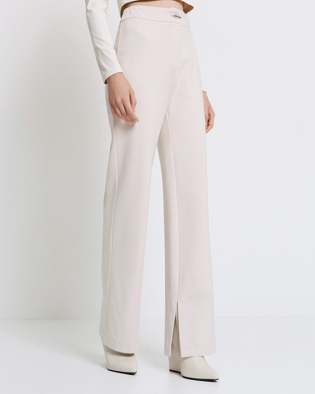 Access Fashion Cream Smart Trousers With Split Hems 