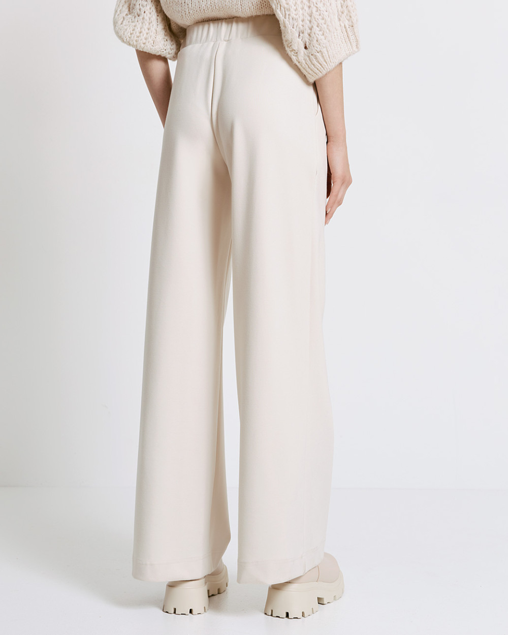 Access Fashion Cream Wide Leg Drawstring Trousers From The Back 