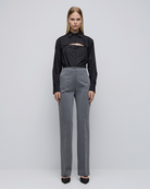 Access Fashion Grey Straight-leg Trousers With Elastic Back