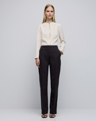 Access Fashion Black Straight-leg Trousers With Elastic Back