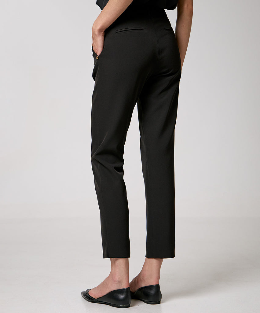 Access Fashion Black Straight Leg Monogram Trousers From The Back