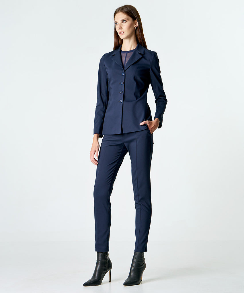 Access Fashion Navy Slim Tapered Leg Dressy Trousers
