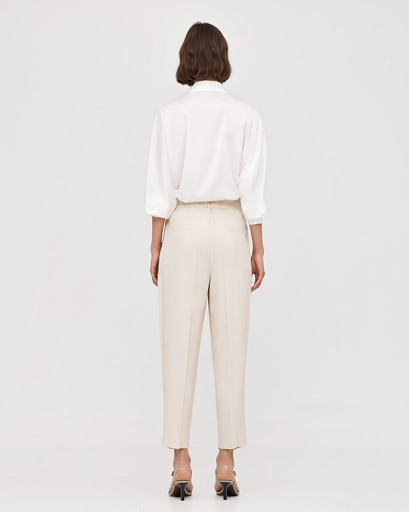 Access Fashion Silky Cropped Trousers With Pleats From Back