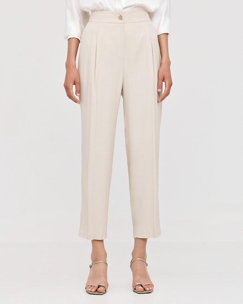 Access Fashion Silky Cropped Trousers With Pleats