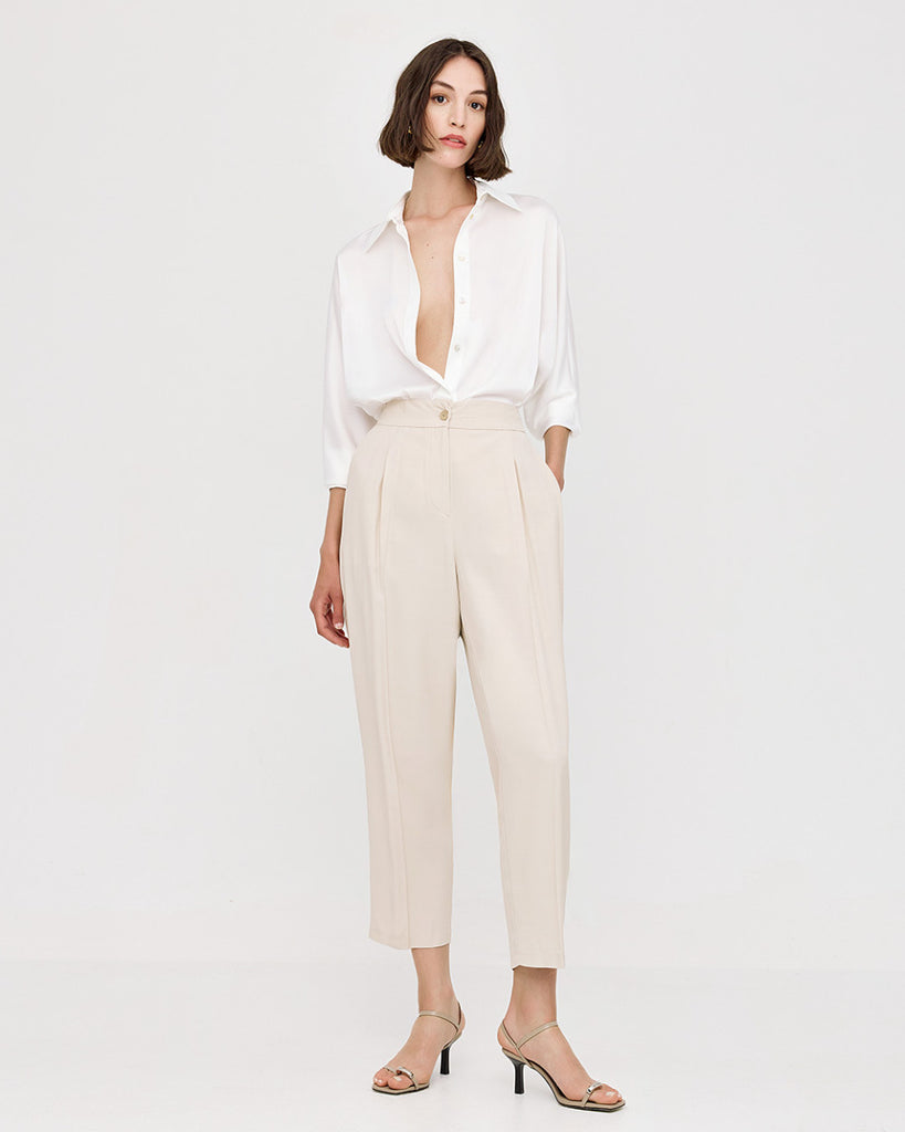 Access Fashion Silky Cropped Trousers With Pleats