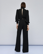 Access Fashion Black Puff Sleeve Jumpsuit from the back 