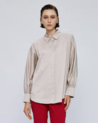 Access Fashion cream puff sleeve shirt with gathered cuffs and collar
