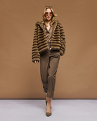 Access Fashion faux fur cropped hooded jacket full outfit view on model