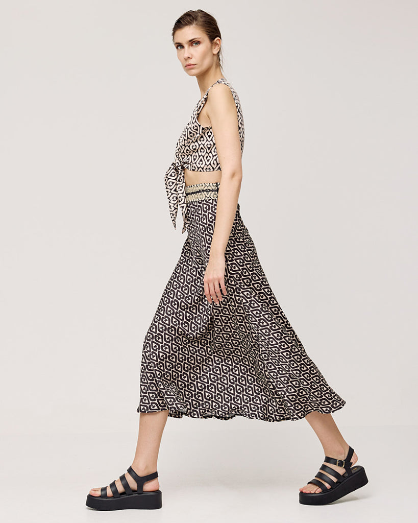 Access Fashion Silky A-Line Midi Skirt