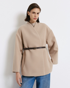 Access Fashion Beige Belted Kimono Style Jacket